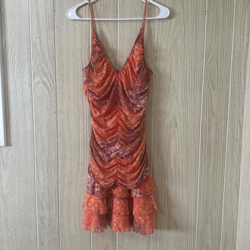 American Vintage Women's Orange and Red Dress - Picture 2 of 3